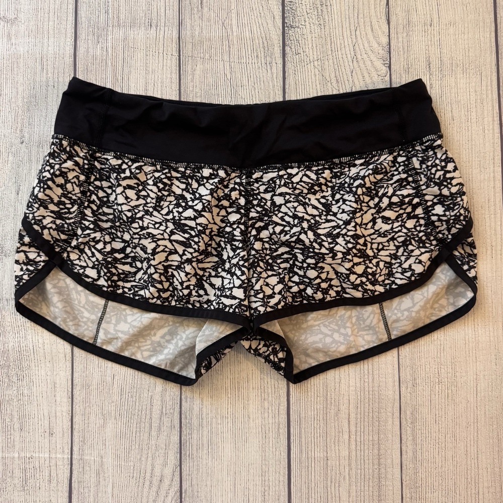 Lululemon Speed Shorts Women's 6 Ice Breaker Black White Running Athletic 2.5"